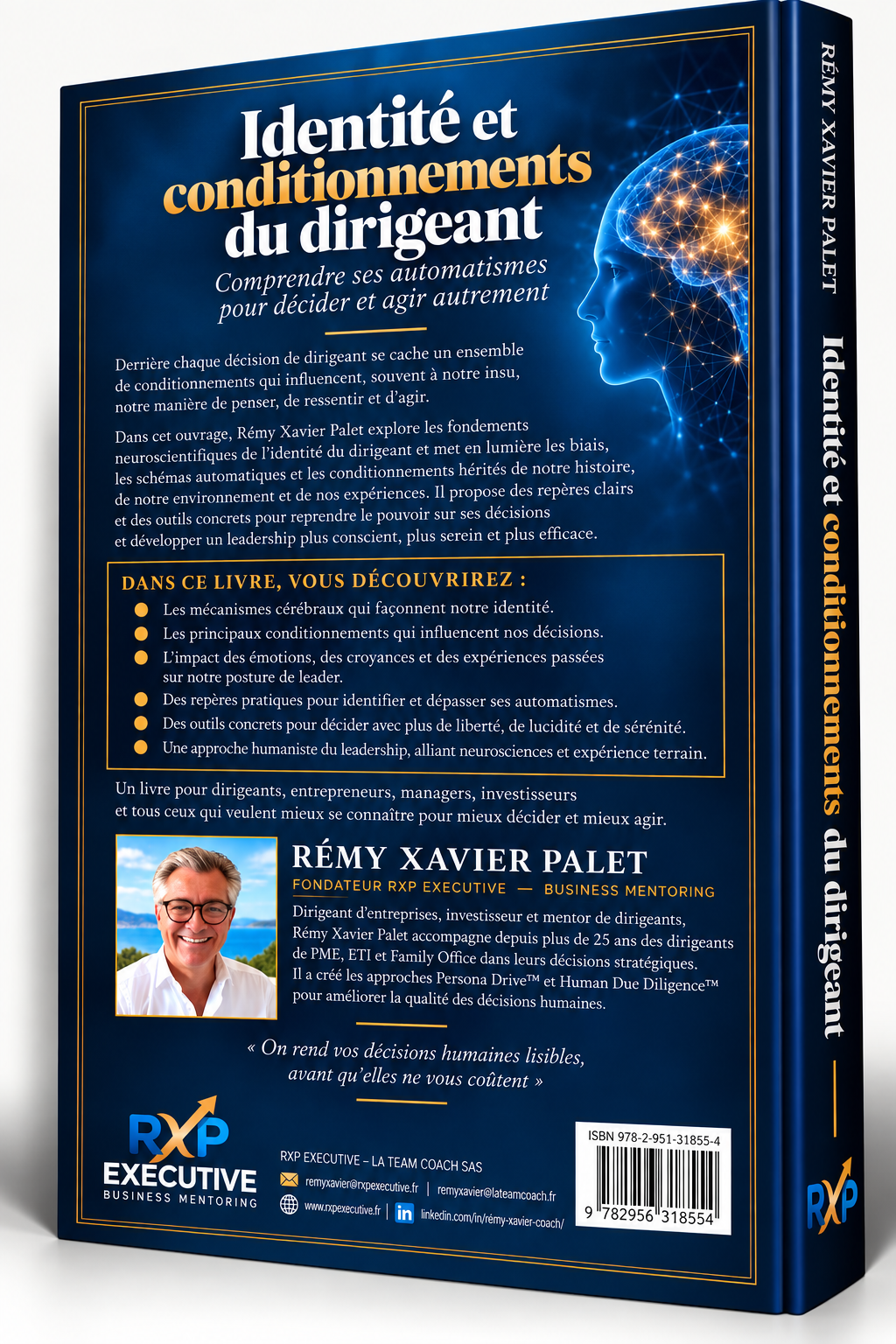 Quatrième de couverture 3D — Identité et conditionnements du dirigeant — Tome 4